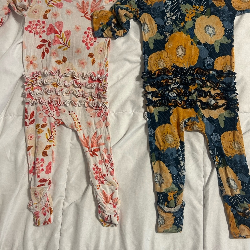 Floral and Patterned Baby Girl Bodysuits - Multicolor Set - Picture 3 of 10